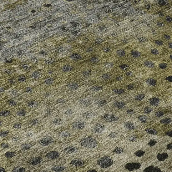 Brown Gray And Beige Polka Dot Washable Area Rug With UV Protection Photo 1