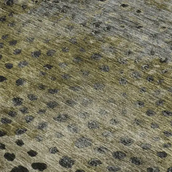 Brown Gray And Beige Polka Dot Washable Area Rug With UV Protection Photo 2