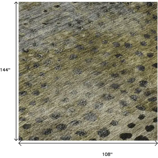 Brown Gray And Beige Polka Dot Washable Area Rug With UV Protection Photo 9