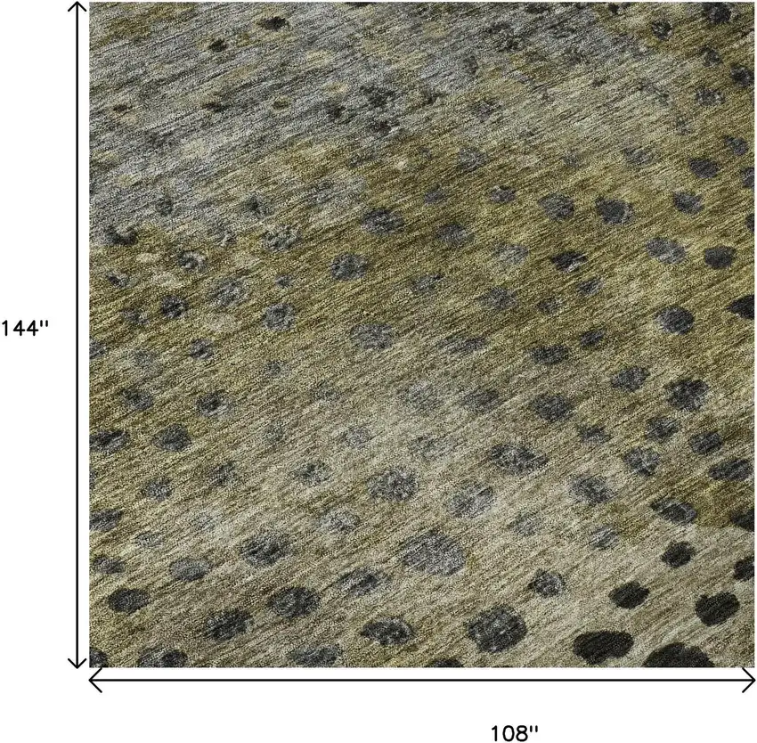 Brown Gray And Beige Polka Dot Washable Area Rug With UV Protection Photo 9