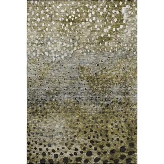 Brown Gray And Beige Polka Dot Washable Area Rug With UV Protection Photo 5