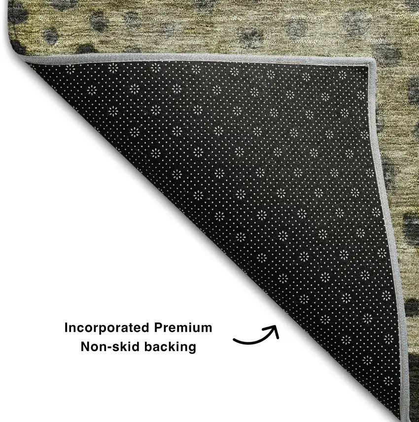 Brown Gray And Beige Polka Dot Washable Area Rug With UV Protection Photo 8