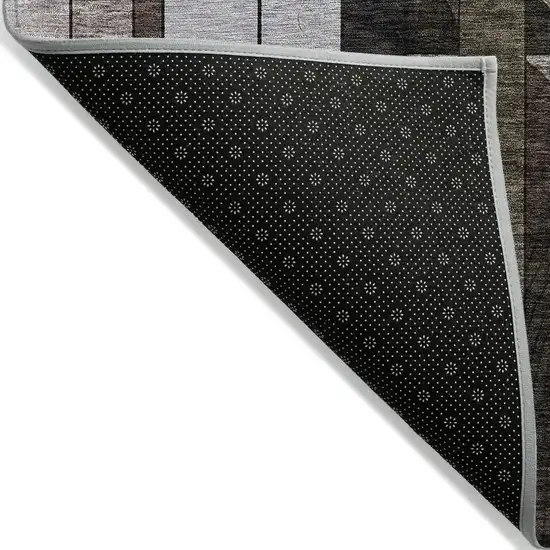 Brown Gray And Blue Geometric Washable Indoor Outdoor Area Rug Photo 3