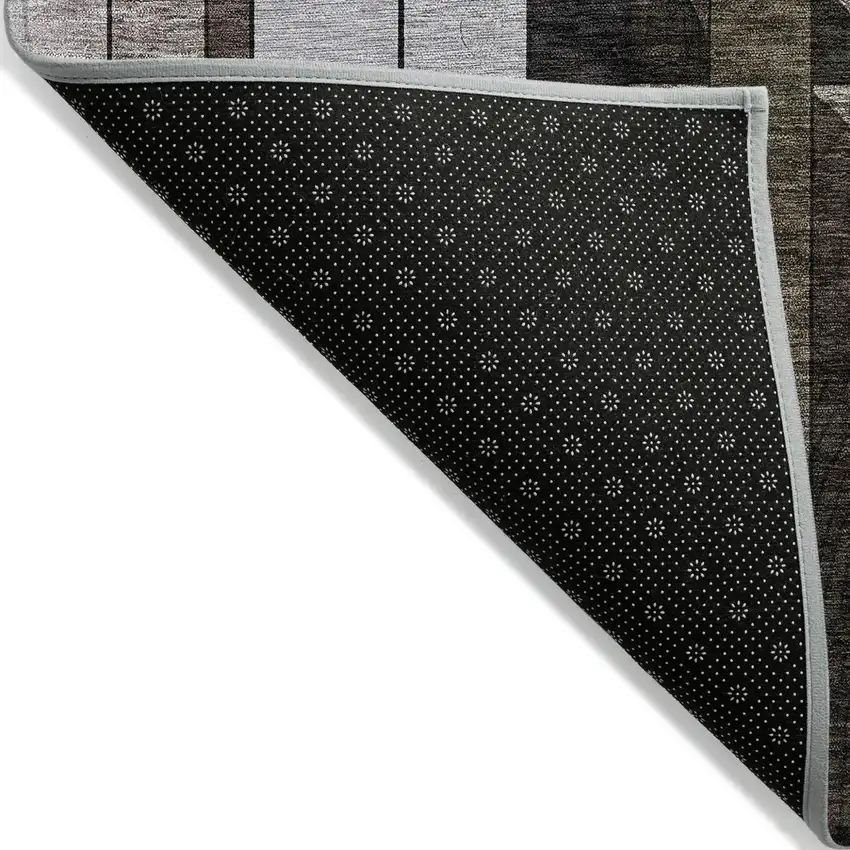 Brown Gray And Blue Geometric Washable Indoor Outdoor Area Rug Photo 3