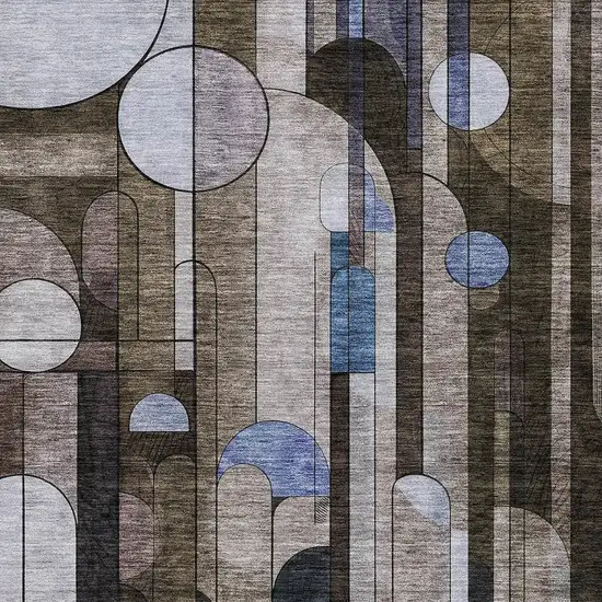 Brown Gray And Blue Geometric Washable Indoor Outdoor Area Rug Photo 5