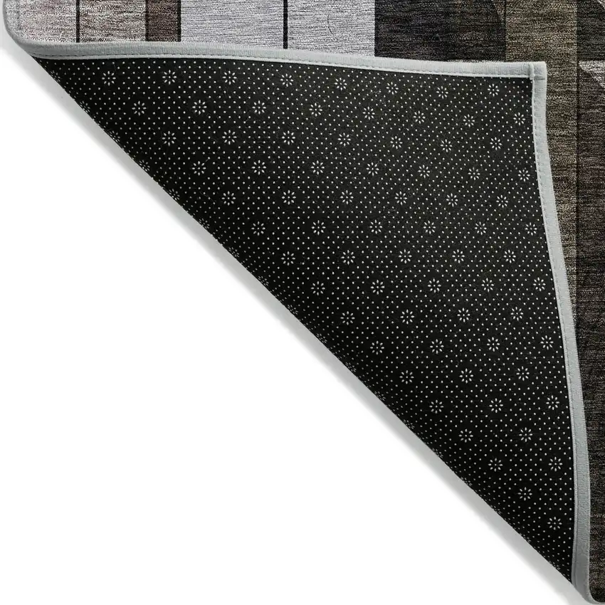 Brown Gray And Blue Geometric Washable Indoor Outdoor Area Rug Photo 3