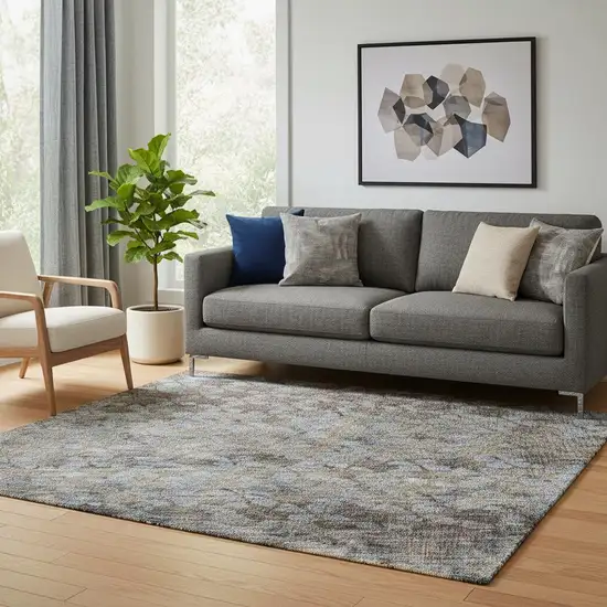 Brown Gray And Blue Striped Washable Area Rug With UV Protection Photo 2