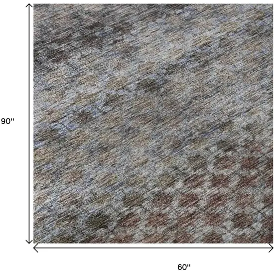 Brown Gray And Blue Striped Washable Area Rug With UV Protection Photo 9