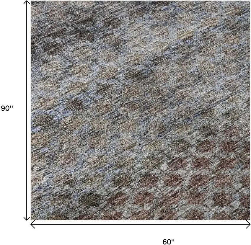 Brown Gray And Blue Striped Washable Area Rug With UV Protection Photo 9