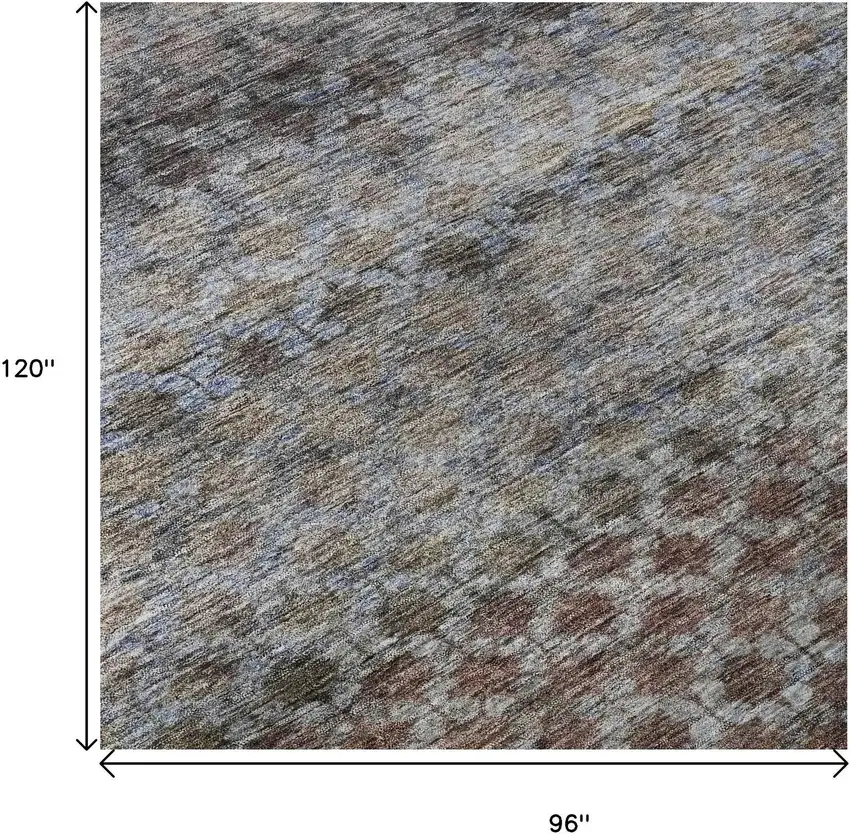 Brown Gray And Blue Striped Washable Area Rug With UV Protection Photo 9