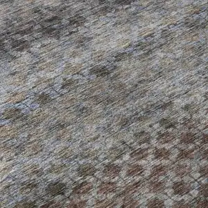 Photo of Brown Gray And Blue Striped Washable Area Rug With UV Protection