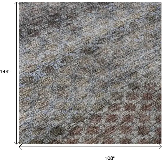 Brown Gray And Blue Striped Washable Area Rug With UV Protection Photo 8