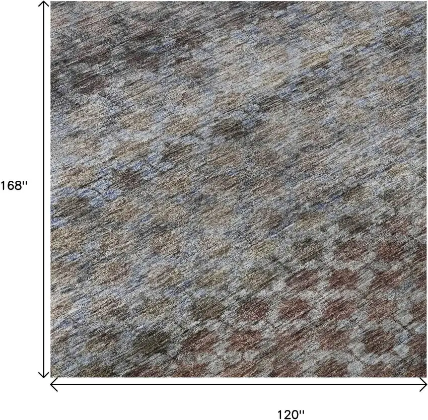 Brown Gray And Blue Striped Washable Area Rug With UV Protection Photo 9