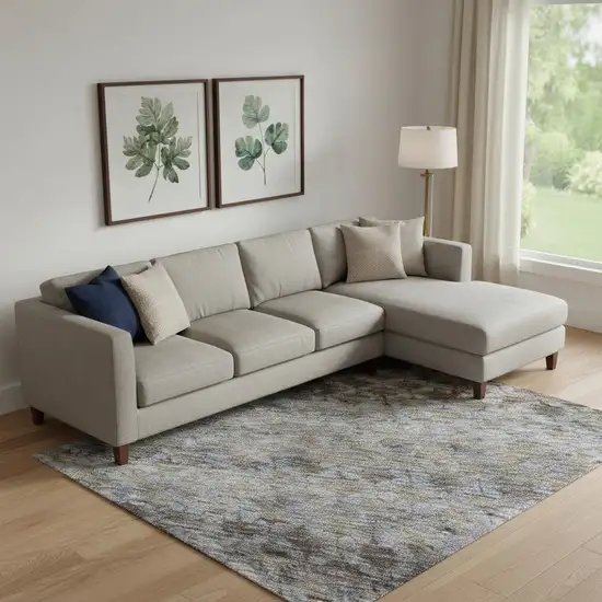 Brown Gray And Blue Striped Washable Area Rug With UV Protection Photo 2