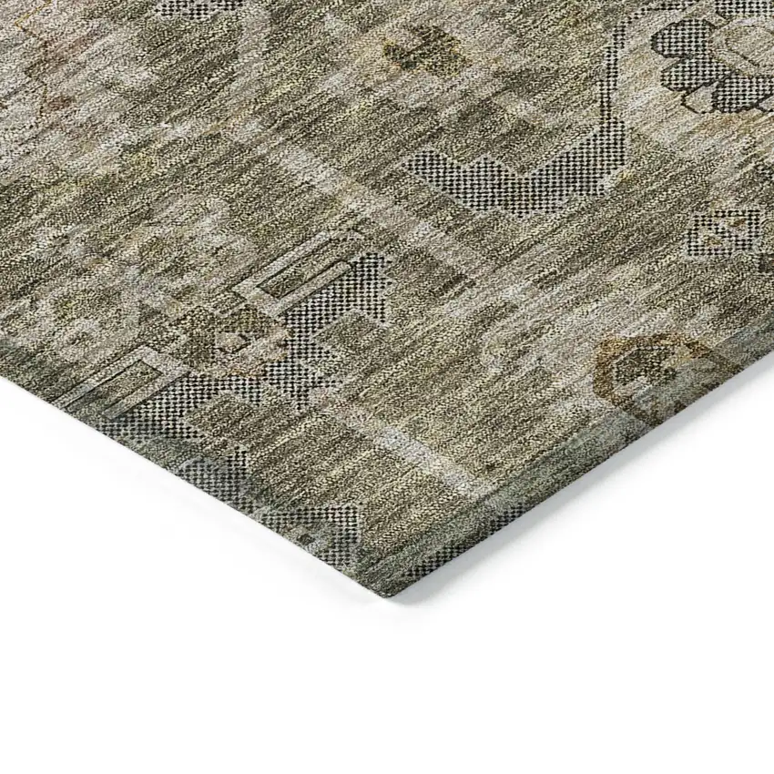 Brown Gray And Charcoal Oriental Washable Indoor Outdoor Area Rug Photo 4
