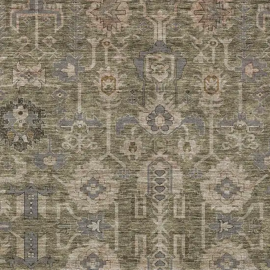 Brown Gray And Charcoal Oriental Washable Indoor Outdoor Area Rug Photo 5