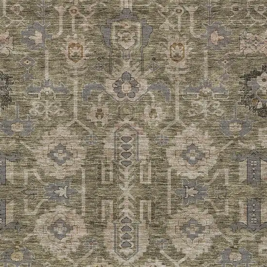Brown Gray And Charcoal Oriental Washable Indoor Outdoor Area Rug Photo 5