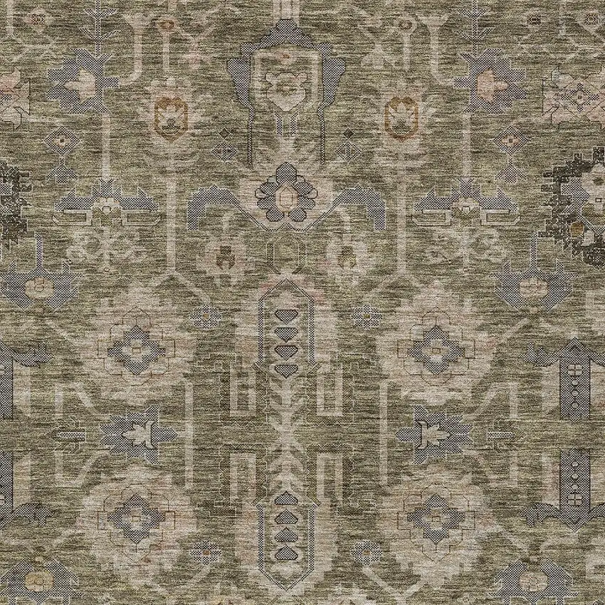 Brown Gray And Charcoal Oriental Washable Indoor Outdoor Area Rug Photo 5