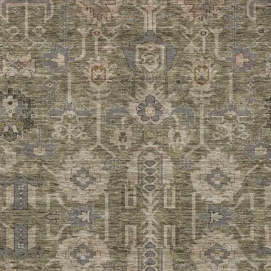 Brown Gray And Charcoal Oriental Washable Indoor Outdoor Area Rug Photo 5