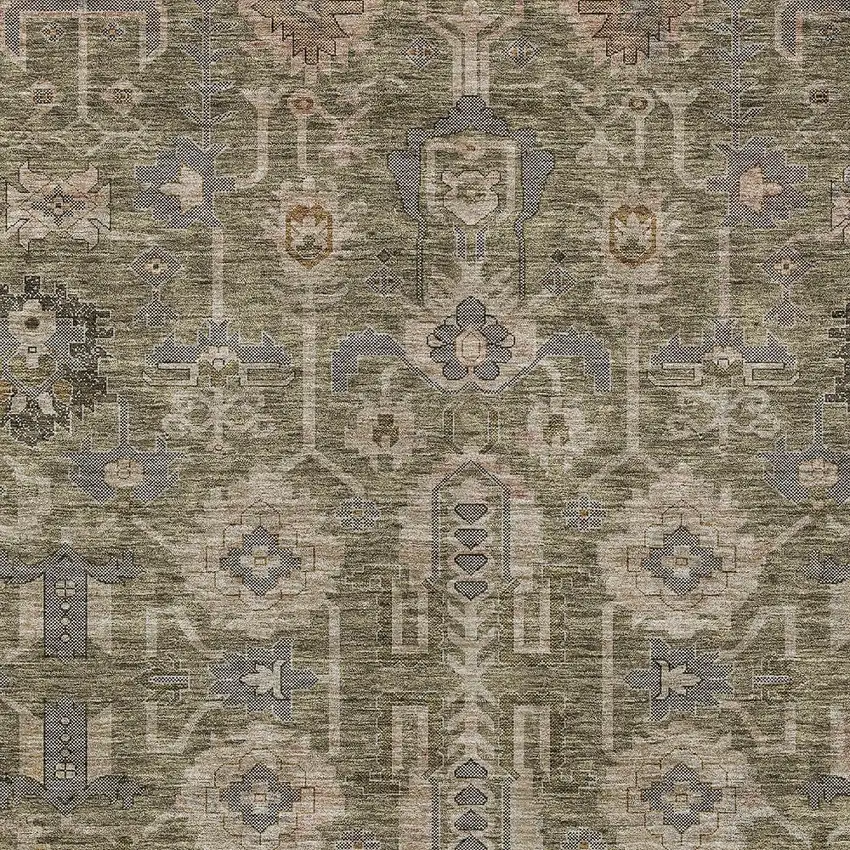 Brown Gray And Charcoal Oriental Washable Indoor Outdoor Area Rug Photo 5