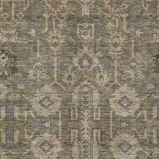 Brown Gray And Charcoal Oriental Washable Indoor Outdoor Area Rug Photo 5