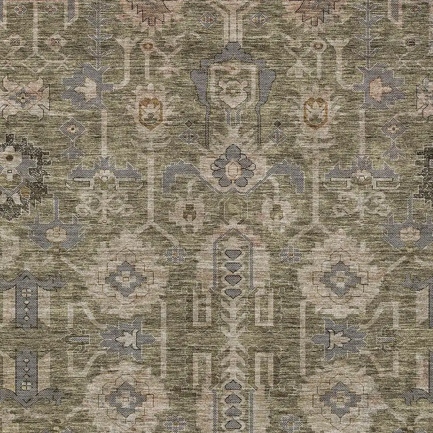 Brown Gray And Charcoal Oriental Washable Indoor Outdoor Area Rug Photo 5