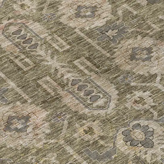 Brown Gray And Charcoal Oriental Washable Indoor Outdoor Area Rug Photo 4