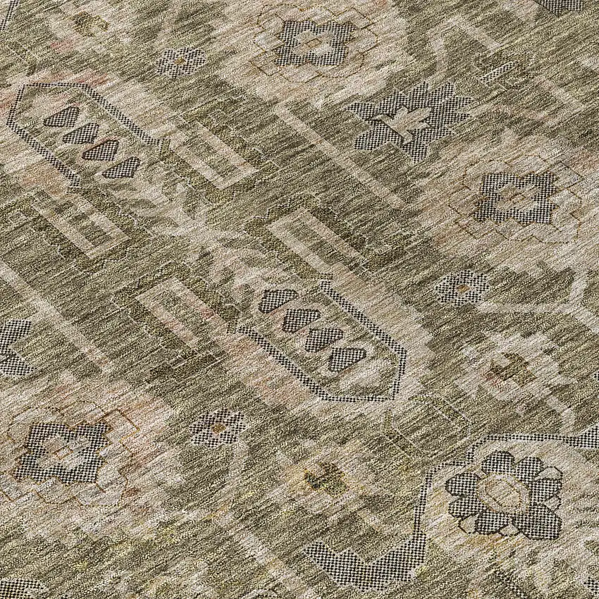 Brown Gray And Charcoal Oriental Washable Indoor Outdoor Area Rug Photo 4