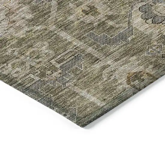 Brown Gray And Charcoal Oriental Washable Indoor Outdoor Area Rug Photo 3