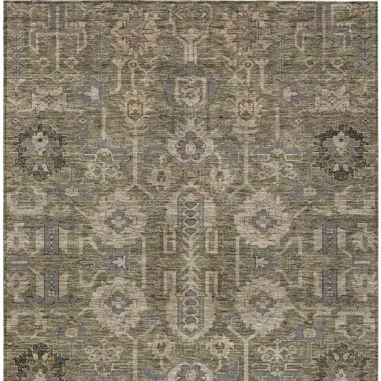 Brown Gray And Charcoal Oriental Washable Indoor Outdoor Area Rug Photo 5