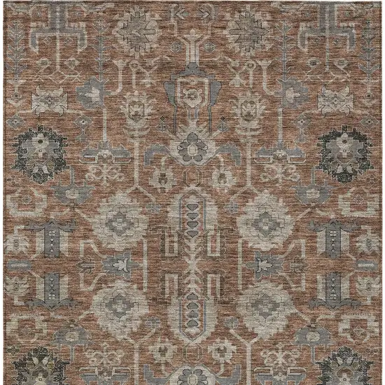 Brown Gray And Charcoal Oriental Washable Indoor Outdoor Area Rug Photo 6