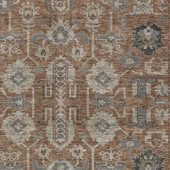 Brown Gray And Charcoal Oriental Washable Indoor Outdoor Area Rug Photo 5