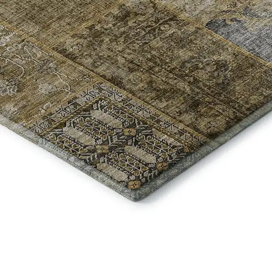 Brown Gray And Charcoal Patchwork Washable Area Rug With UV Protection Photo 8