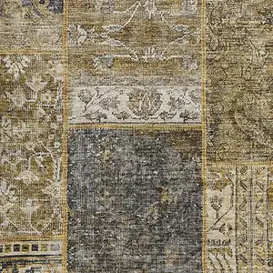 Photo of Brown Gray And Charcoal Patchwork Washable Area Rug With UV Protection