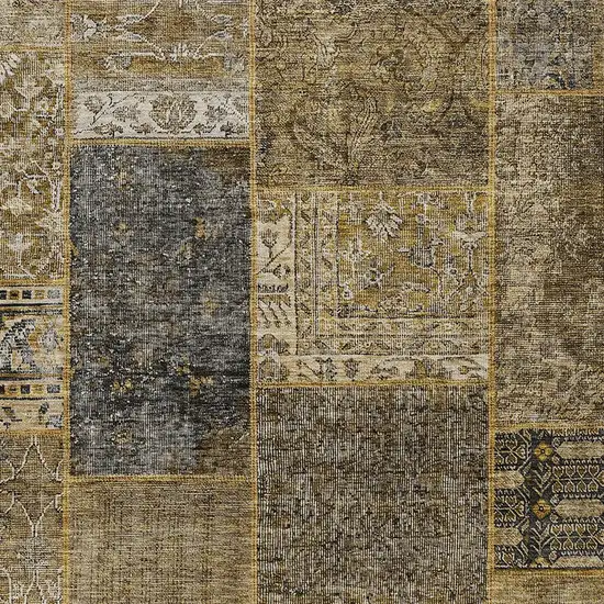 Brown Gray And Charcoal Patchwork Washable Indoor Outdoor Area Rug Photo 7