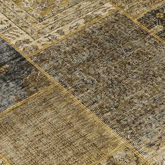 Brown Gray And Charcoal Patchwork Washable Indoor Outdoor Area Rug Photo 6