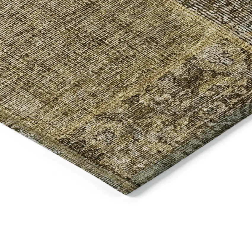 Brown Gray And Charcoal Patchwork Washable Indoor Outdoor Area Rug Photo 5