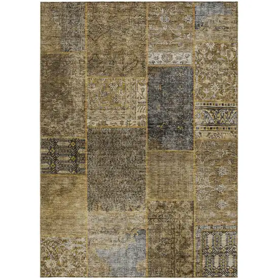 Brown Gray And Charcoal Patchwork Washable Indoor Outdoor Area Rug Photo 8