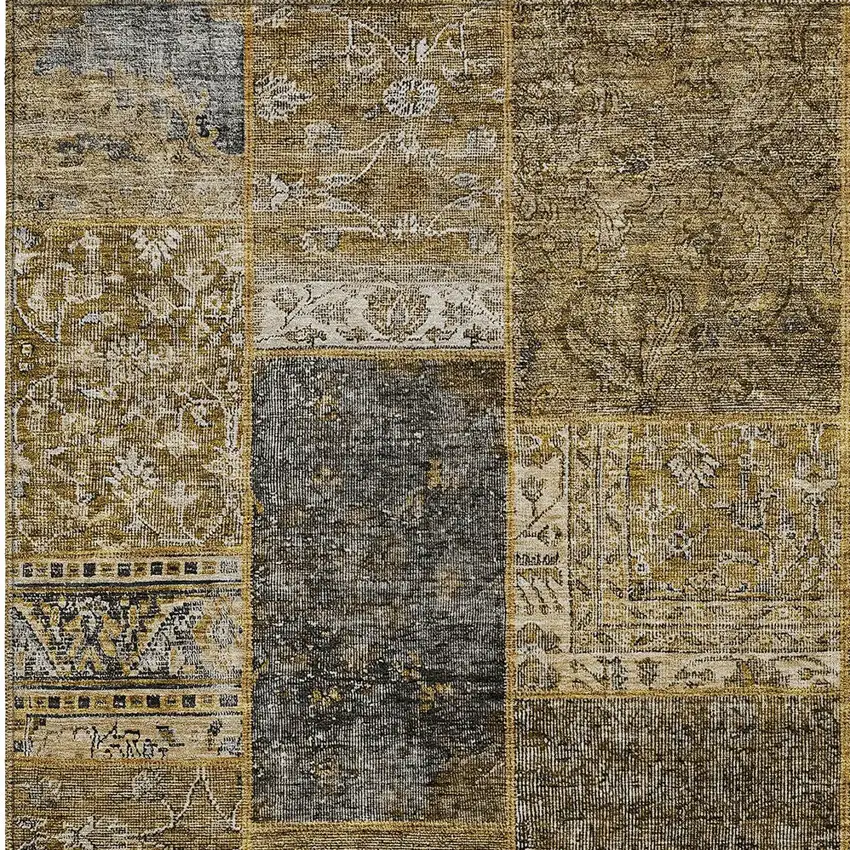 Brown Gray And Charcoal Patchwork Washable Indoor Outdoor Area Rug Photo 7