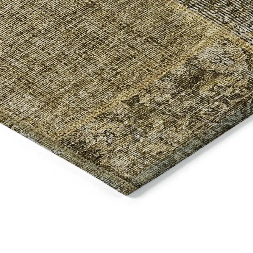 Brown Gray And Charcoal Patchwork Washable Indoor Outdoor Area Rug Photo 5