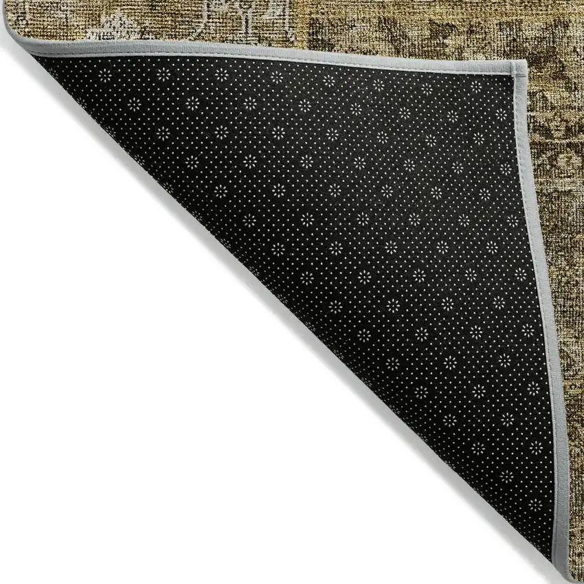 Brown Gray And Charcoal Patchwork Washable Indoor Outdoor Area Rug Photo 4
