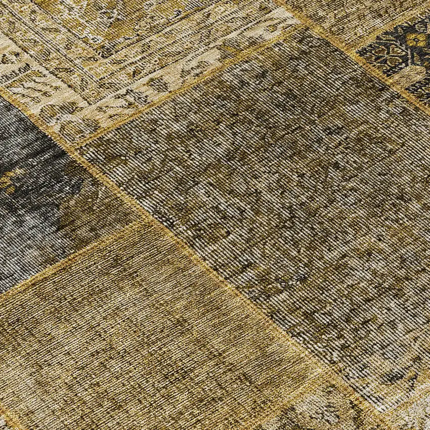 Brown Gray And Charcoal Patchwork Washable Indoor Outdoor Area Rug Photo 6