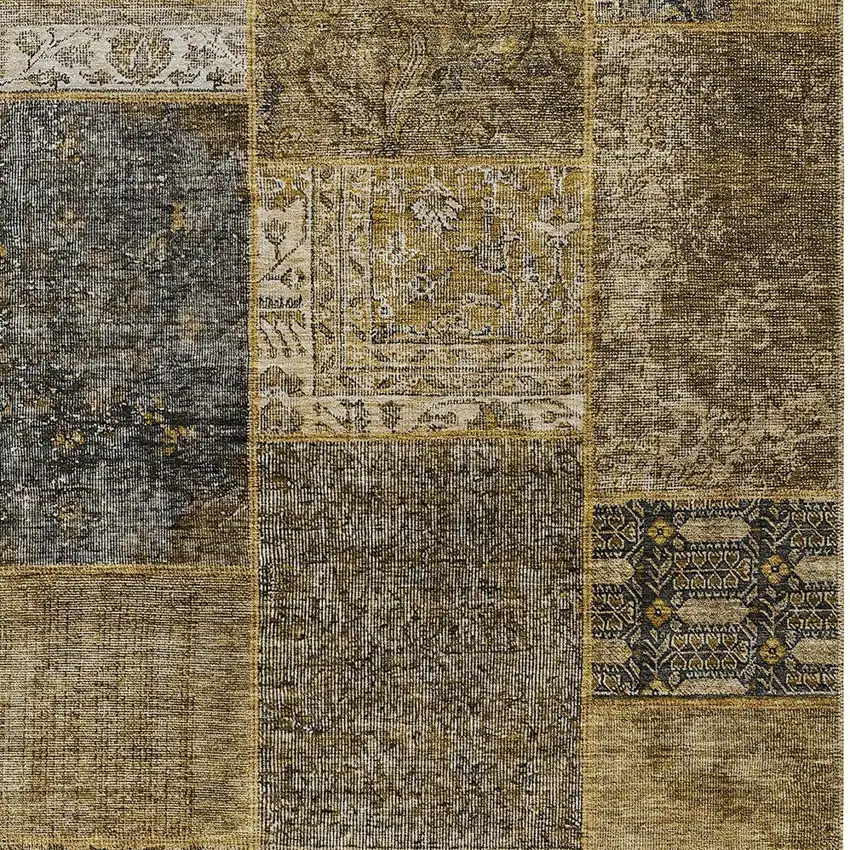 Brown Gray And Charcoal Patchwork Washable Indoor Outdoor Area Rug Photo 7