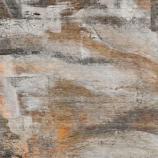 Brown Gray And Copper Abstract Washable Indoor Outdoor Area Rug Photo 7