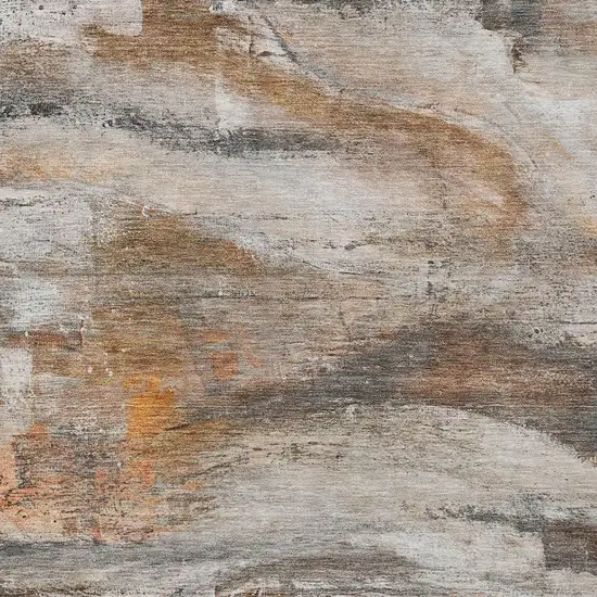 Brown Gray And Copper Abstract Washable Indoor Outdoor Area Rug Photo 3