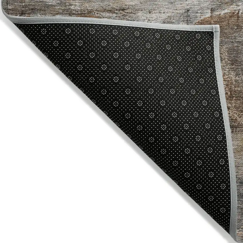 Brown Gray And Copper Abstract Washable Indoor Outdoor Area Rug Photo 8