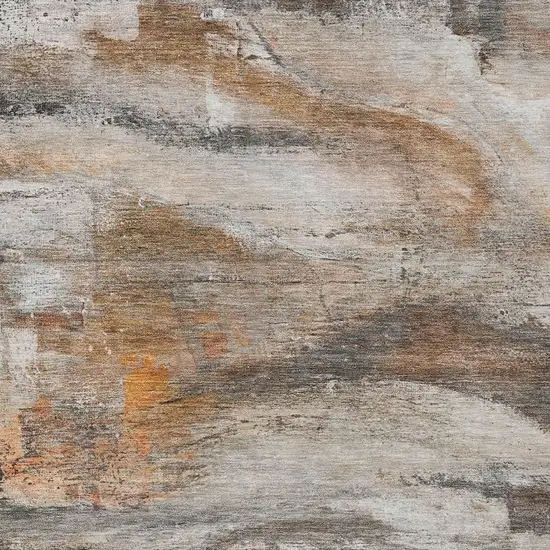 Brown Gray And Copper Abstract Washable Indoor Outdoor Area Rug Photo 6