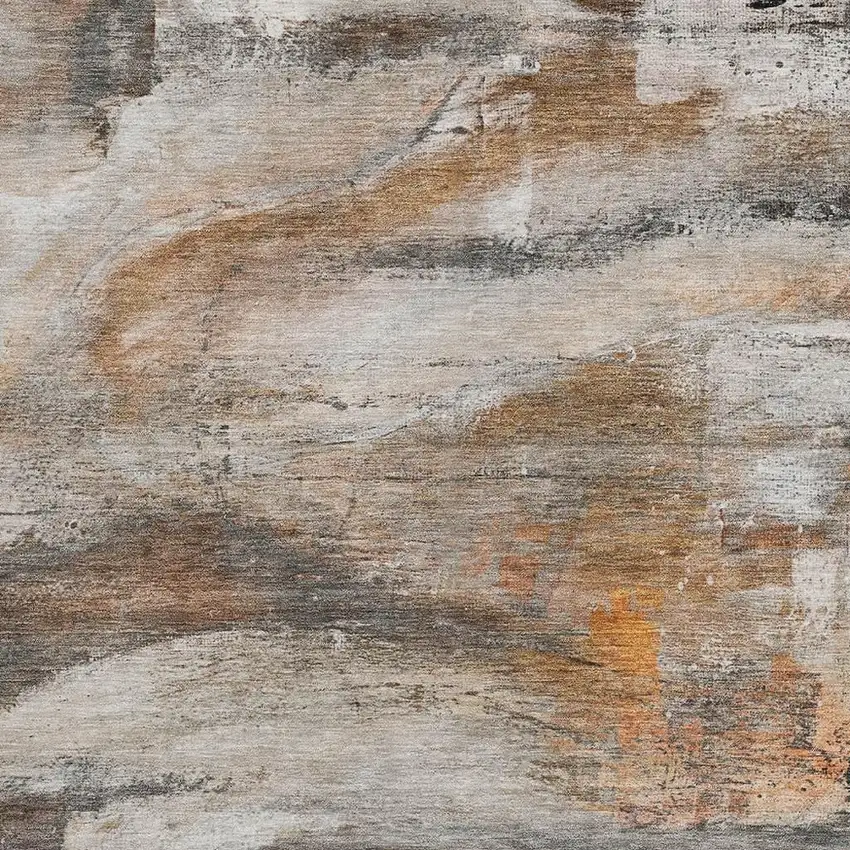 Brown Gray And Copper Abstract Washable Indoor Outdoor Area Rug Photo 3