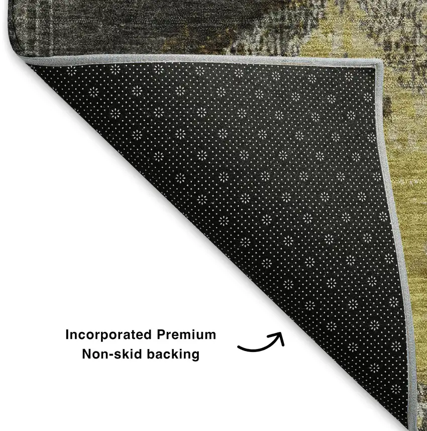 Brown Gray And Gold Abstract Washable Area Rug With UV Protection Photo 4