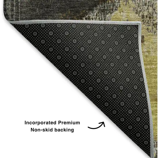 Brown Gray And Gold Abstract Washable Area Rug With UV Protection Photo 4